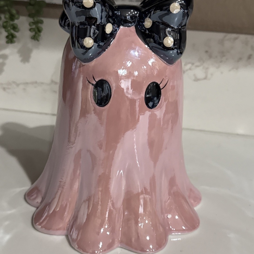 Ghost Pink Iridescent with Polka Dots Bow - Picture 3 of 4